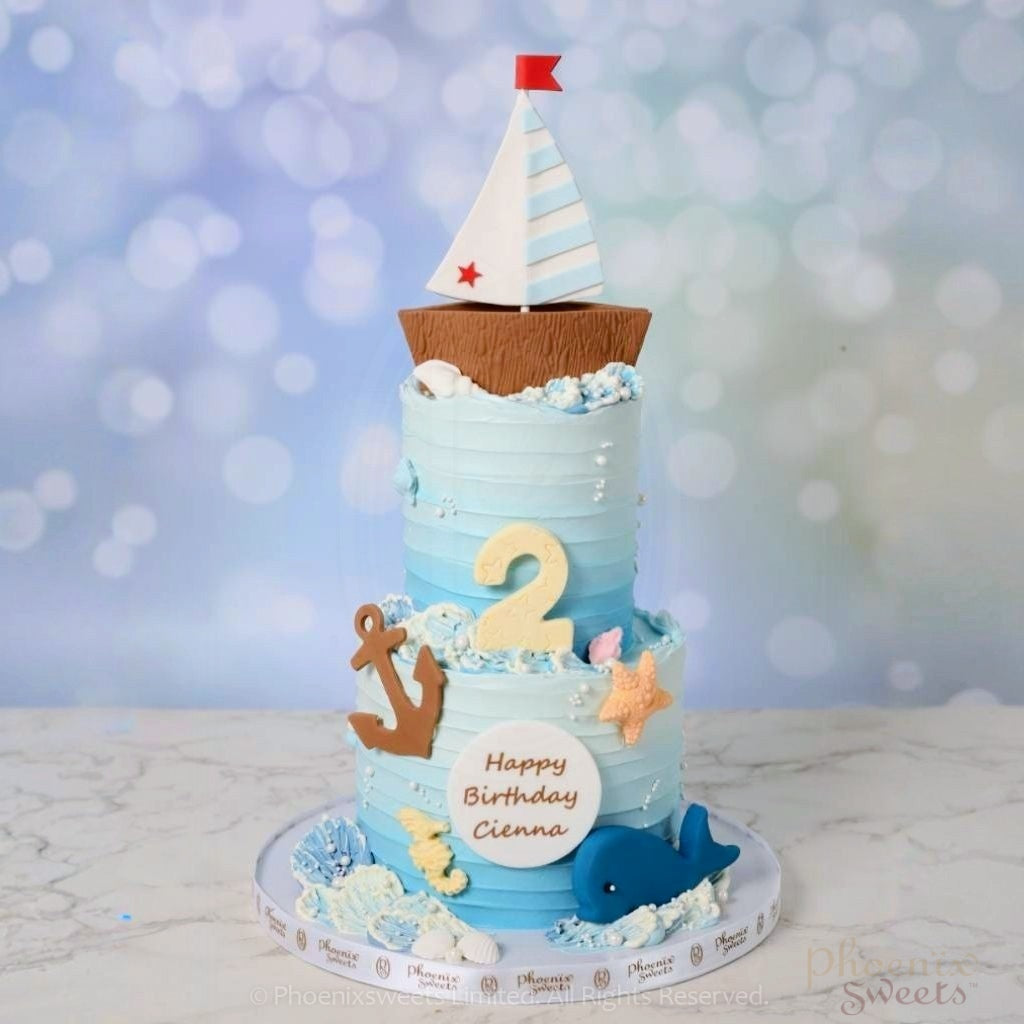 Butter Cream Cake - Happy Sailing Cake (2 Tiers)