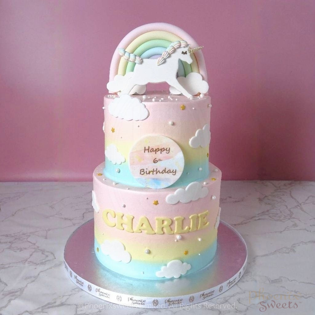 Butter Cream Cake - Cotton Unicorn Cake (2 tiers)