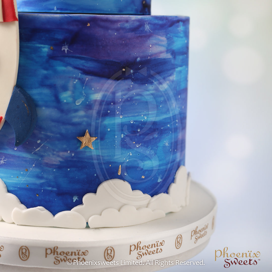 Fondant Cake - Space Rocket (2 tiers)