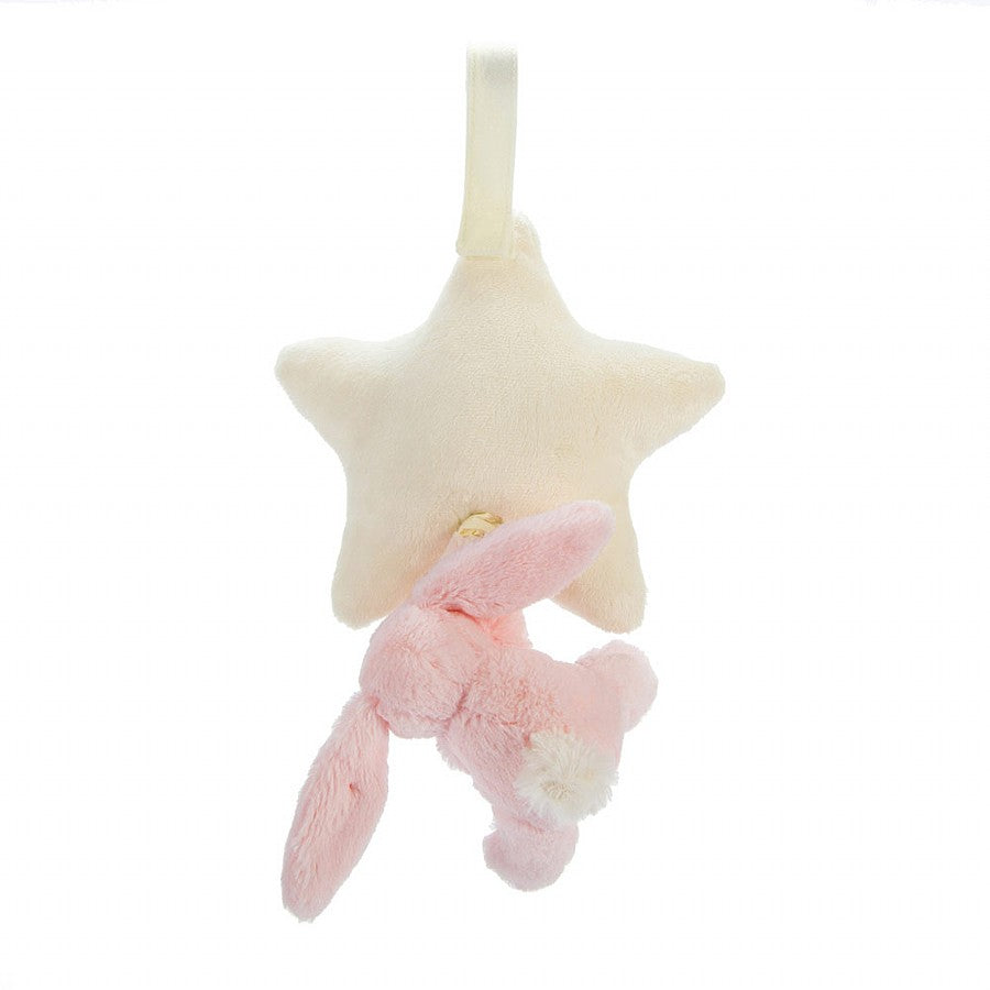 Jellycat Soft Toy - Bashful Pink Bunny Star Musical Pull (28cm tall)