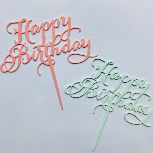 Acrylic Blue/Pink "Happy Birthday" Cake Topper