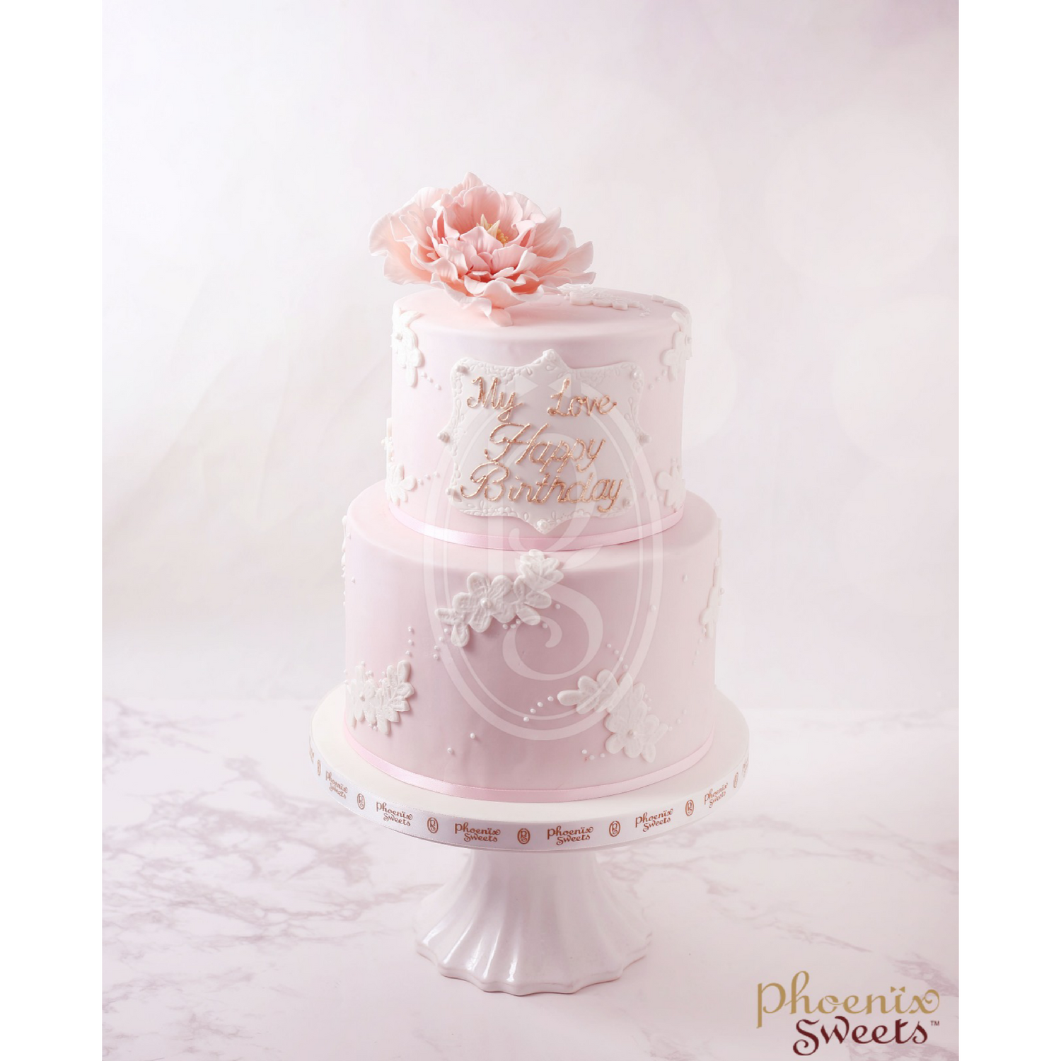 Fondant Cake - Sugar Peony Cake (2 tiers)