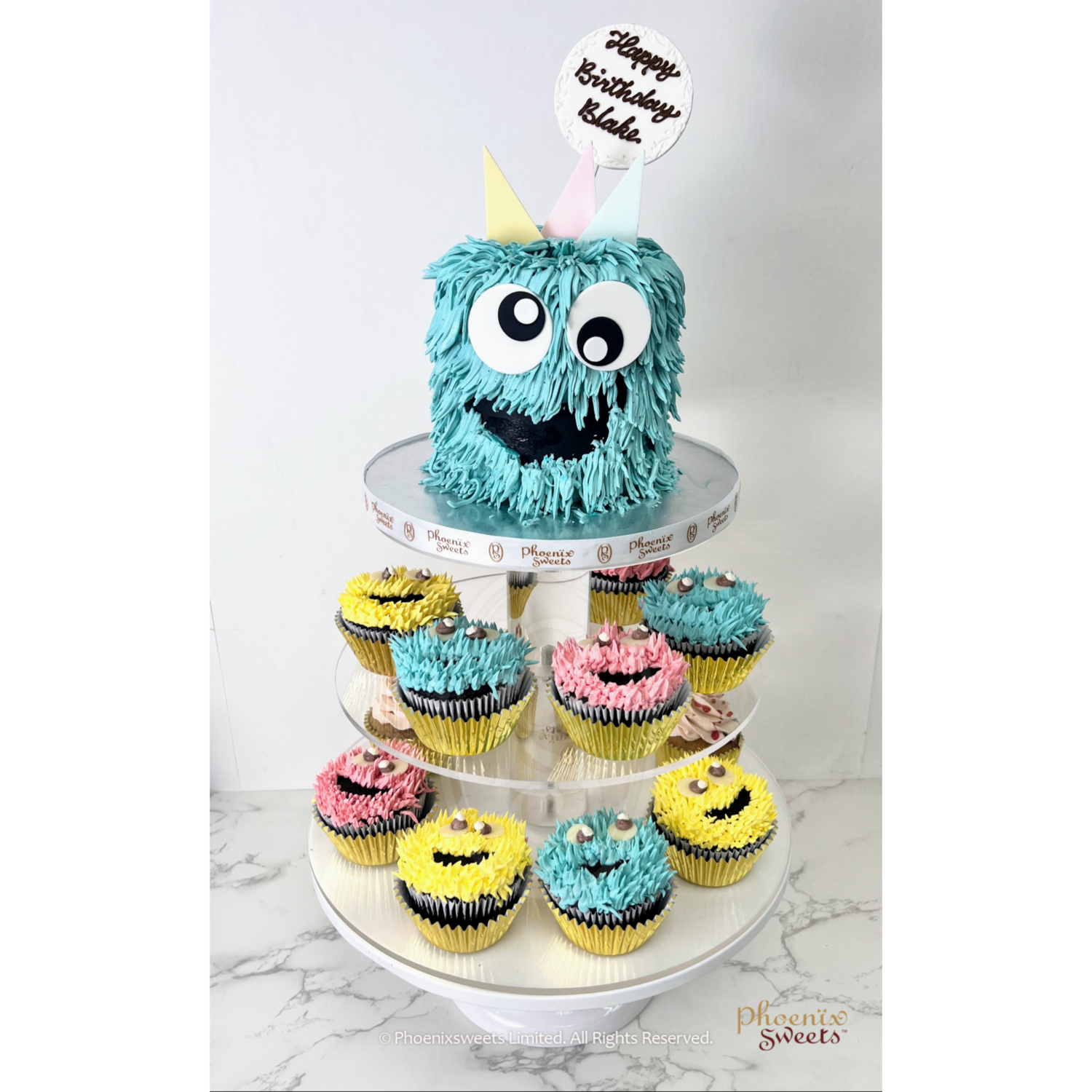 Themed Party Combo - Happy Monster Cake and Cupcake Tower