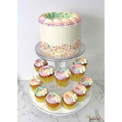 Themed Party Combo - Rainbow Ring Cake and Cupcake Tower