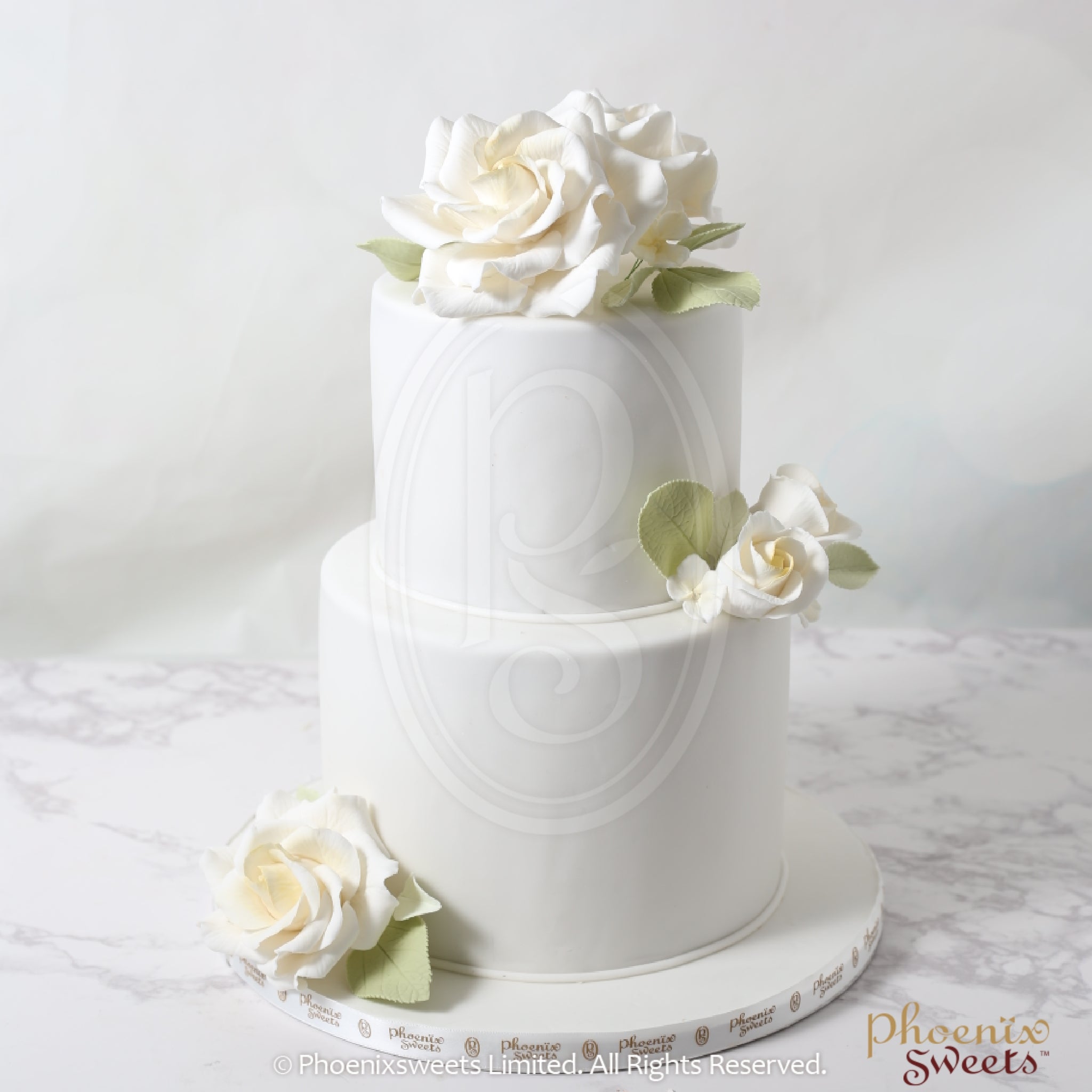 Elegant White & Red Rose Cake
